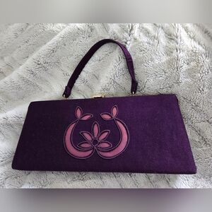 Bintage Elegant Purple Fabric Clutch Bag